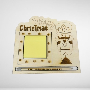 Ξύλινη βάση με τοποθέτηση posti it και μολύβι με χάραξη