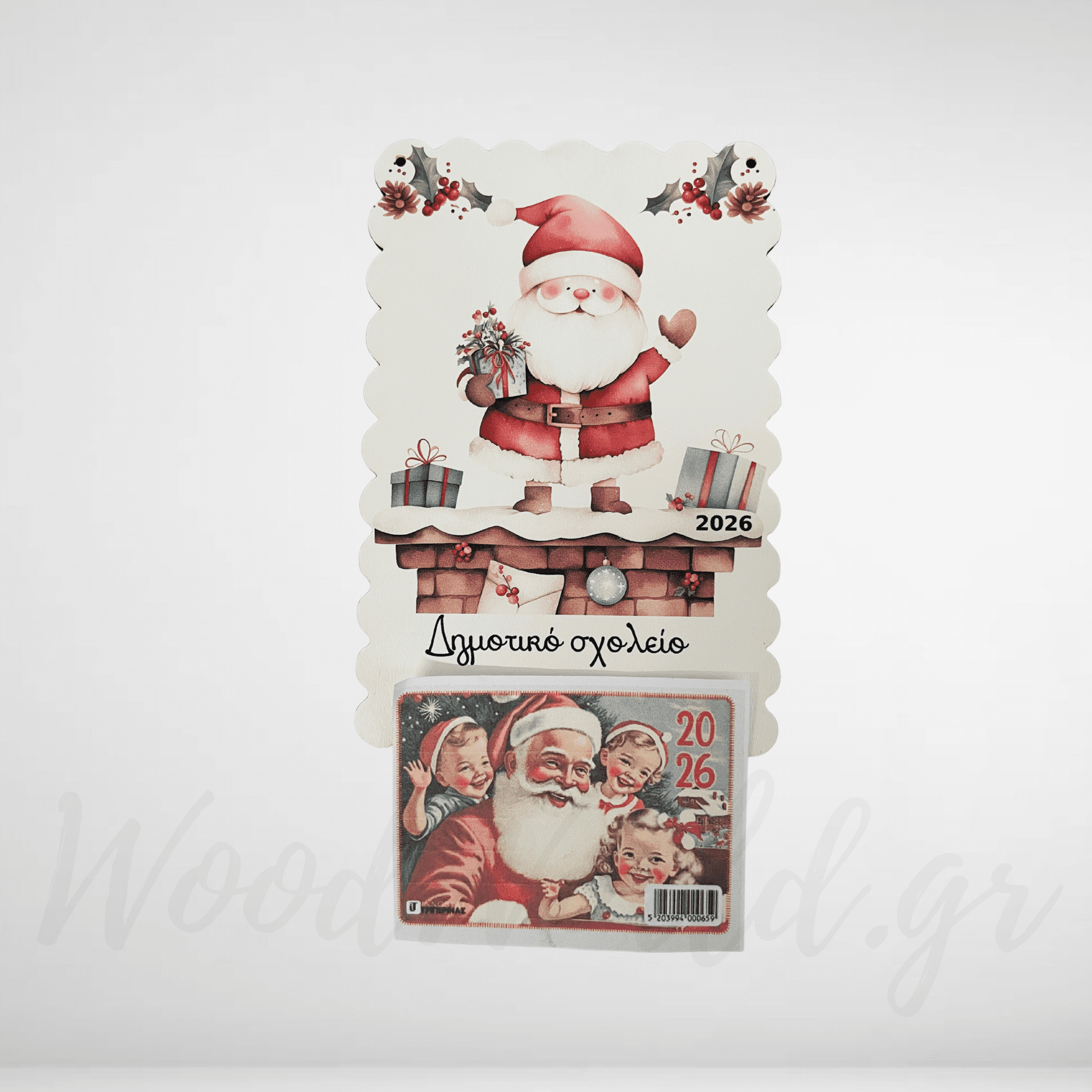 WoodWorld.gr_-11 Ξύλινο Ημερολόγιο με Άγιο Βασίλη - Image 1