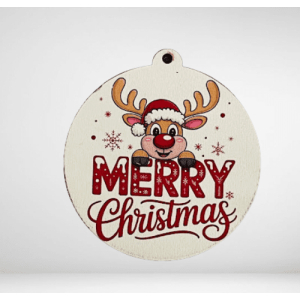 Στρογγυλό Merry christmas τάρανδος   5 cm