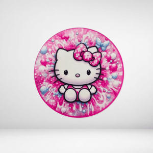 Ξύλινη Φιγούρα στρογγυλό Hello Kitty