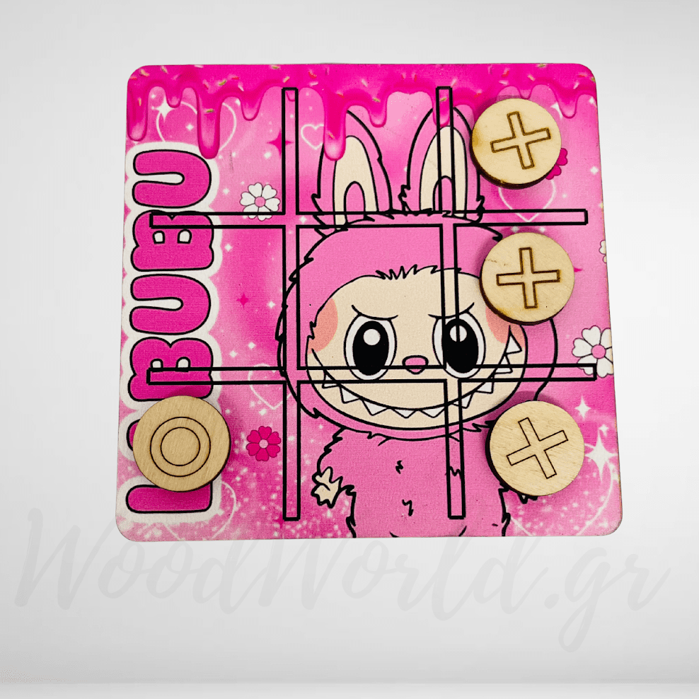 WoodWorld.gr_-8 Ξύλινη Τρίλιζα Labubu ρόζ - Image 1