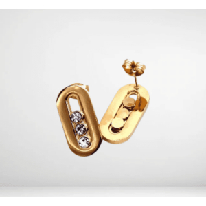 Ατσάλινα σκουλαρίκια με κινούμενα ζιργκόν