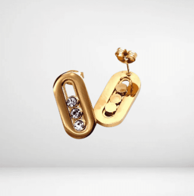 σκουλαρικια Ατσάλινα σκουλαρίκια με κινούμενα ζιργκόν - Image 1